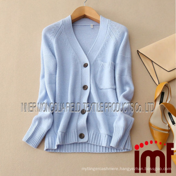 Women's Knit Cardigan Sweater,V-neck,Light blue